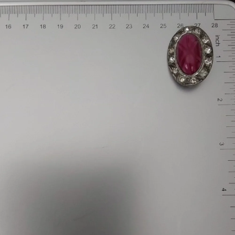 Vintage Silver and Pink Gemstone Brooch